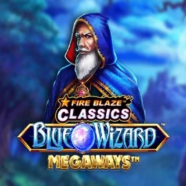 Fire Blaze Blue Wizard Megaways slot logo by Rarestone Gaming at Gransino Casino